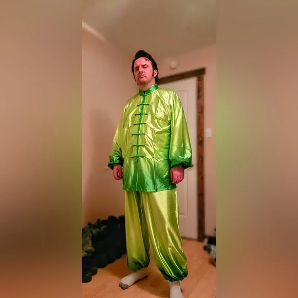 Men's Green Satin Suit. Super shiny